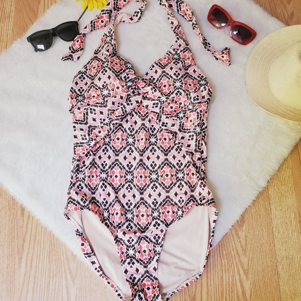 MERONA AZTEC PRINT TIE BACK HALTER SWIMSUIT